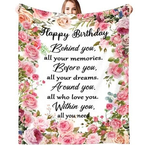 Birthday Gifts for Women Blanket Happy Birthday Decorations Throw Blanket Bes... - Picture 1 of 7
