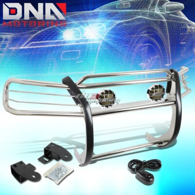 CHROME BRUSH GRILL GUARD+ROUND SMOKE FOG LIGHT FIT 97-01 HONDA CRV/CR-V RD SUV - Image 1 of 4