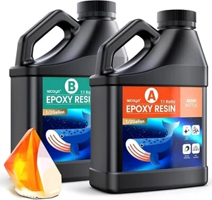 Epoxy Resin Kit 1 Gallon/4L Epoxy Resin Set Resin with Hardener 1:1 Crystal - Picture 1 of 8