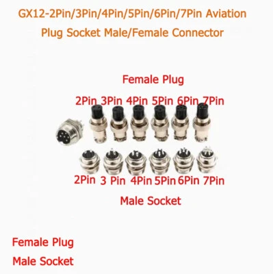 GX12-2Pin/3Pin/4Pin/5Pin/6Pin/7Pin Aviation Plug Socket Male/Female Connector - Image 1 of 4