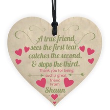 Grazie per essere una vera amica personalizzata in LEGNO cuore Placca Amicizia Idea Regalo