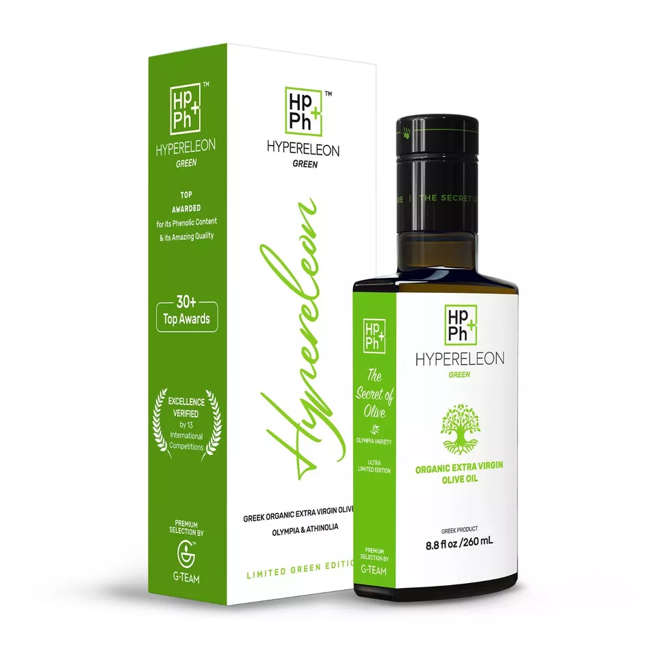 Aceite de Oliva HYPERELEON Verde Premium | Rico en Polifenoles | 65 Premios | 260 ml Foto 1 de 4