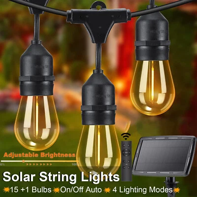 48FT/15M Dimmable Solar String Lights Outdoor 15+1 Led Bulbs Pergola Bistro Deck - image 1 of 4