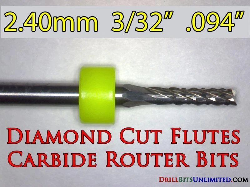 FIVE Pieces 3/32" Carbide Router Bits - Diamond Cut Flutes -  CNC PCB Dremel  FT - Image 1 of 1