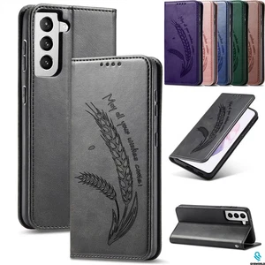 For Samsung S25 S24 S23 S22 Wheat Ear Embossed Flip Wallet Case Phone Case Cover - Picture 1 of 18