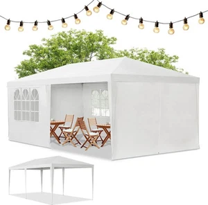 Partyzelt 3x6m Weiß Pavillon mit Dach & Seitenwänden Garten Festzelt Zelt - Bild 1 von 7