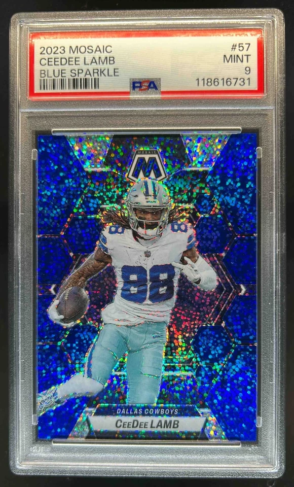 2023 Mosaic CeeDee Lamb Blue Sparkle Prizm #41/96 Cowboys PSA 9 - Image 1 of 2