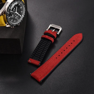 Rubber Sailcloth Watchband Canvas Nylon Quick Release Watch Strap 18mm-22mm - Image 1 of 4