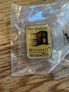 "Designed for Microsoft Windows 95" Release-Enamel Lapel Pin New in Sealed Bag - Picture 1 of 1