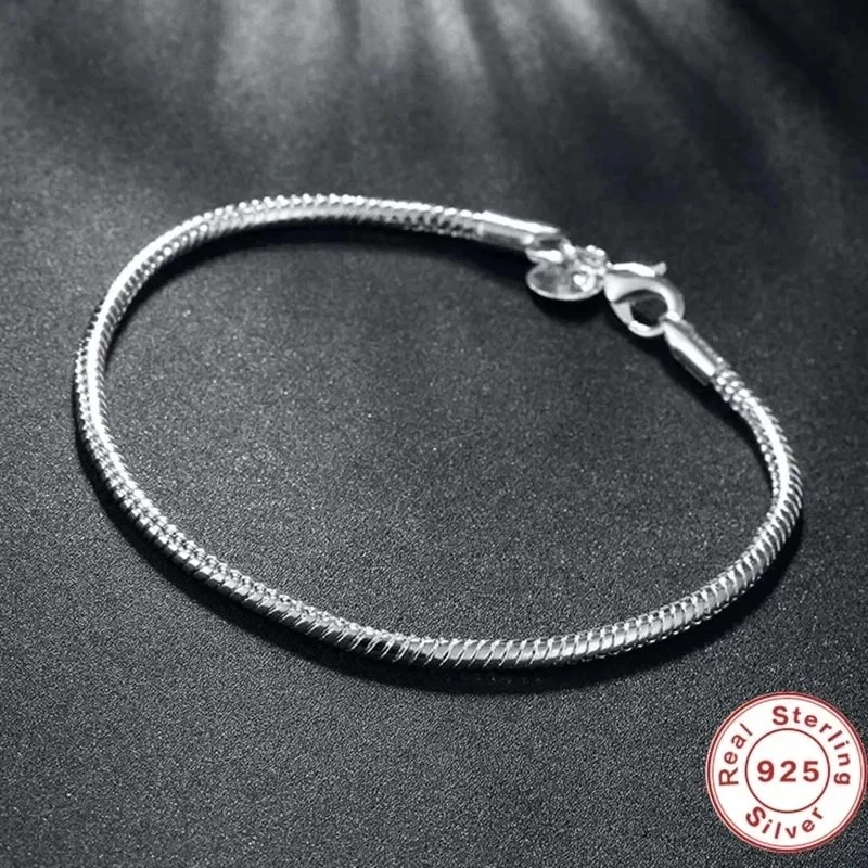Handmade 925 Sterling Silver Snake Chain Bracelet for Women Fine Jewelry UK - Image 1 of 4