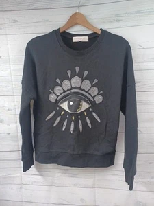 Miss Grace Paris Eye Big Logo Sweatshirt Black Embroidery Sz S / XS - Picture 1 of 6