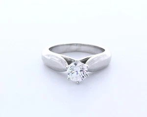 0.7 CT Natural Diamond G/SI1 Round Cut Platinum 6-Prong Classic Engagement Ring - Picture 1 of 4