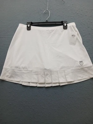 K-Swiss Women XL Skort White Polyester Stretch Tennis Pleated UPF 40 NWT - Image 1 of 4