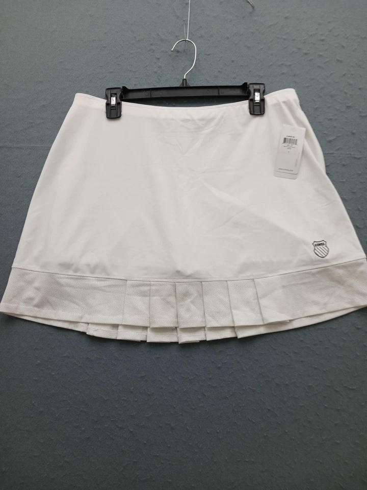 K-Swiss Women XL Skort White Polyester Stretch Tennis Pleated UPF 40 NWT - Image 1 of 4