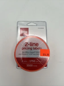 Office Depot Marke 2-zeilig Preisauszeichnung Etiketten Orange 1.750 Etiketten pro Rolle, 2 Stück - Bild 1 von 8