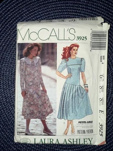 Mccalls 3925 Vintage 1980s Laura Ashley Sewing Pattern Drop Waist Size 8 UC - Picture 1 of 3