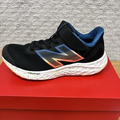 New Balance Fresh Foam Arishi v4 Bungee Lace Kids Sz 2 Black Blue Orange - Image 1 of 4