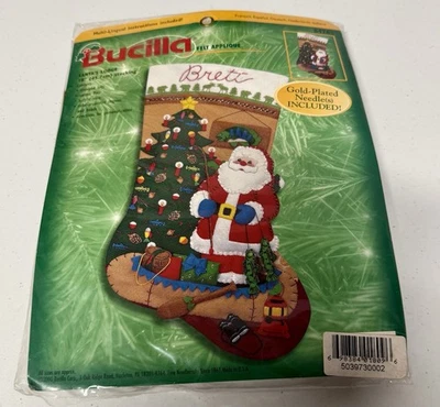 *NUEVO* Kit de Medias Bucilla SANTA'S LODGE Apliques de Fieltro Barco de Peces 18" 84261 Foto 1 de 2