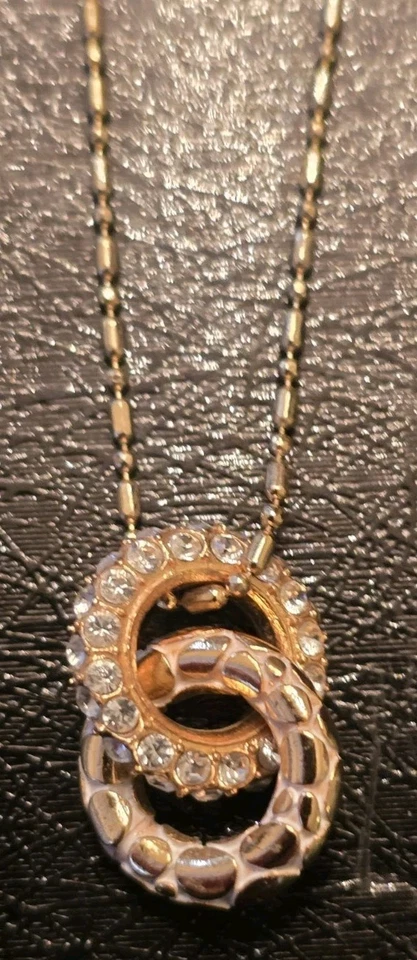 Брайтон гальки блокировки кругов Pave кристалл серебряная пластина ожерелье - Изображение 1 из 4