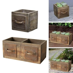 Wooden Planter Box Rectangular Convenient Stable with Handle Easy to Use Flower - Picture 1 of 14
