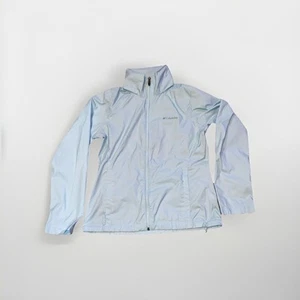 Columbia Windbreaker Jacket Women's Medium Blue Zip Up Collared - Picture 1 of 4