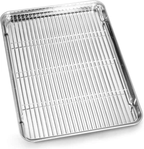 Plätzchenblech und Kühlgestell Set, 16 Zoll Edelstahl Backform mit einem Rac - Bild 1 von 12