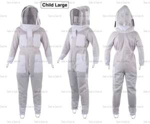 WHITE CHILD SIZE LARGE THREE LAYERS MESH BEEKEEPING SUIT BEE VENTILATED COOLAIR - Picture 1 of 5