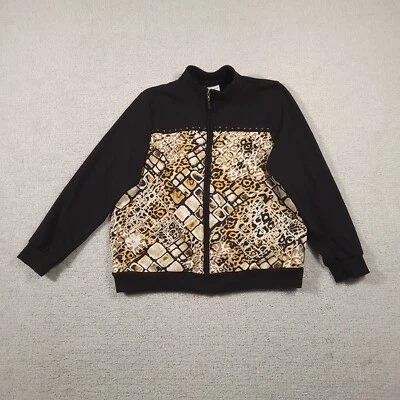 Alfred Dunner Black Zip Up Jacket Blazer Size 6P Animal Print  - Image 1 of 4