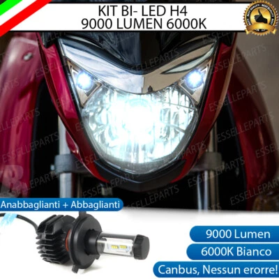 LAMPADA LED H4 6000K 9000 LUMEN CANBUS SUZUKI INAZUMA 250 MOTO NO AVARIA LUCI - Immagine 1 di 4