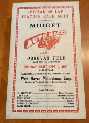 1937 Midget Auto Race Program, Donovan Field - West Haven Connecticut  - Image 1 of 4