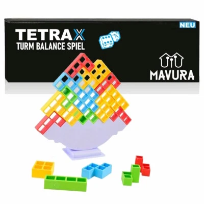 MAVURA TETRAX Tower Balance Spiel Kinder Stapelspiel Turm Schaukelstapel Spielzeug 32tl