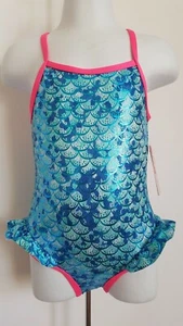 New PINK PLATINUM Toddler Girls Sizes 2T 3T 4T One-Piece Bathing Suits Blue Foil - Picture 1 of 3