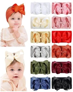 Baby Girl Headband - 12pcs Nylon Hair Accessories with Big Ribbon Bows Soft L... - Picture 1 of 7