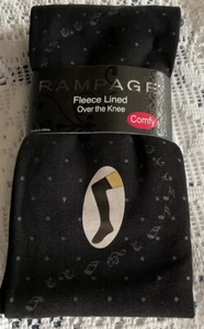 Women’s Rampage Fleece Lined Over The Knee OZ Socks - 1 Pair BLACK DOTS New - Picture 1 of 8