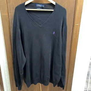 Polo Ralph Lauren schwarz V-Ausschnitt Pima Baumwolle Pullover Herren Big & Tall 2XLT - Bild 1 von 3