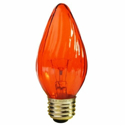 Satco S3366 120V Medium Base 25-Watt F15 Light Bulb, Amber - Image 1 of 1