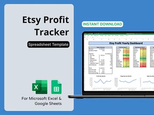 Etsy Profit Tracker Spreadsheet - Microsoft Excel/Google Sheets - Small Business - Picture 1 of 16