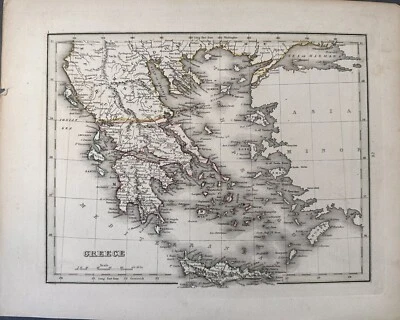 1850 Greece Original Map, Engraving With Hand Coloring - Image 1 of 2