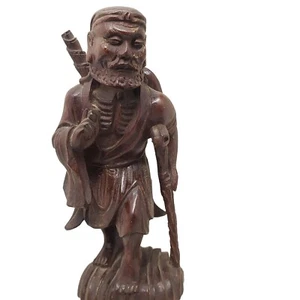 Vintage Japanese Warrior Wood Hand  Carved Statue Figure Figurine - Picture 1 of 12