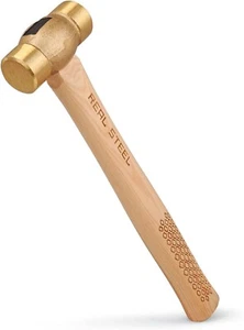 Drop Forged Solid Brass Non-Sparking Hammer 20 Oz Hickory Wood Handle 0421 - Picture 1 of 7
