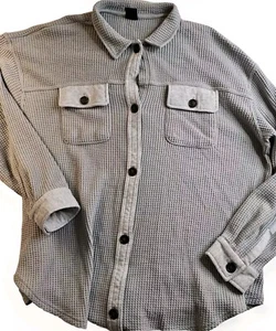 PacSun Boyfriend Button Up Thermal Waffle Shirt Lounge Shacket Medium/Large - Picture 1 of 13