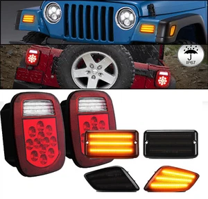 6Pcs/Set LED Tail Lights Side/Bumper Turn Lamps For Jeep Wrangler TJ 1997-2006 - Picture 1 of 15