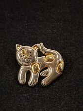 Vintage AJMC Two Tone Spotted Cat Pin Brooch 14709