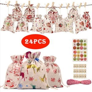 24stück Adventskalender zum Befüllen Weihnachtskalender Weihnachten Säckchen DHL - Bild 1 von 9