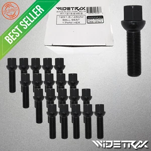 20pc 12x1.5 Black Wheel Lug Bolts 17mm Hex Ball 45mm Shank For Mercedes BMW - Picture 1 of 5