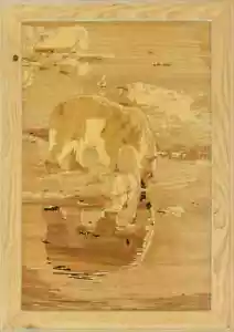 Polar Bear Wooden Mosaic Bear Portrait Eco Gift Inlay Framed Plate - Picture 1 of 15