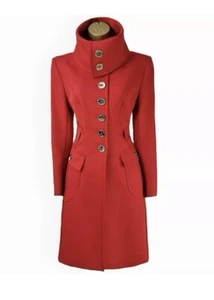 Karen Millen Vintage UK 8/10 Wool Riding Coat Red New Without Tags - Picture 1 of 5