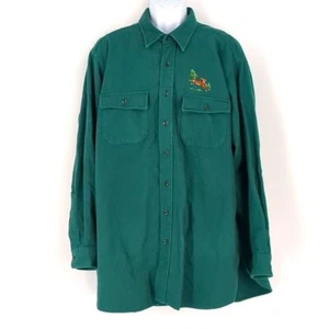 VTG L.L. Bean Shirt Men's Chamois Cloth Tall 18 Embroidered Green Made In USA - Picture 1 of 6