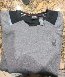 Spyder Active Shirt Men's Medium Gray/Black Long Sleeve Lined - Picture 1 of 7