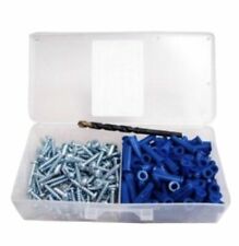 Ribbed Plastic Drywall Anchor Kit With Screws and Masonry Drill Bit 10-12 X 1